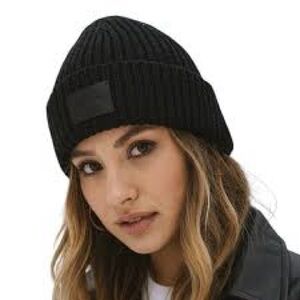 NWT All Saints Black Traveling Rib Beanie